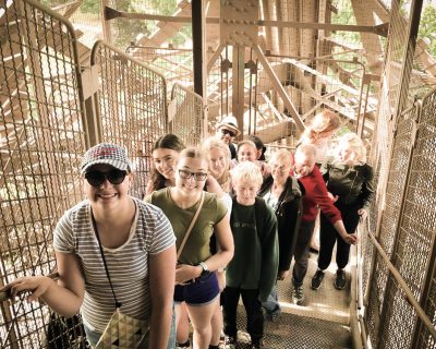 one of the earliest tour groups on the world's first climbing tour of the Eiffel Tower
