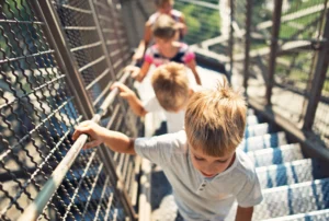 Family doing the Eiffel Tower Climb in Paris