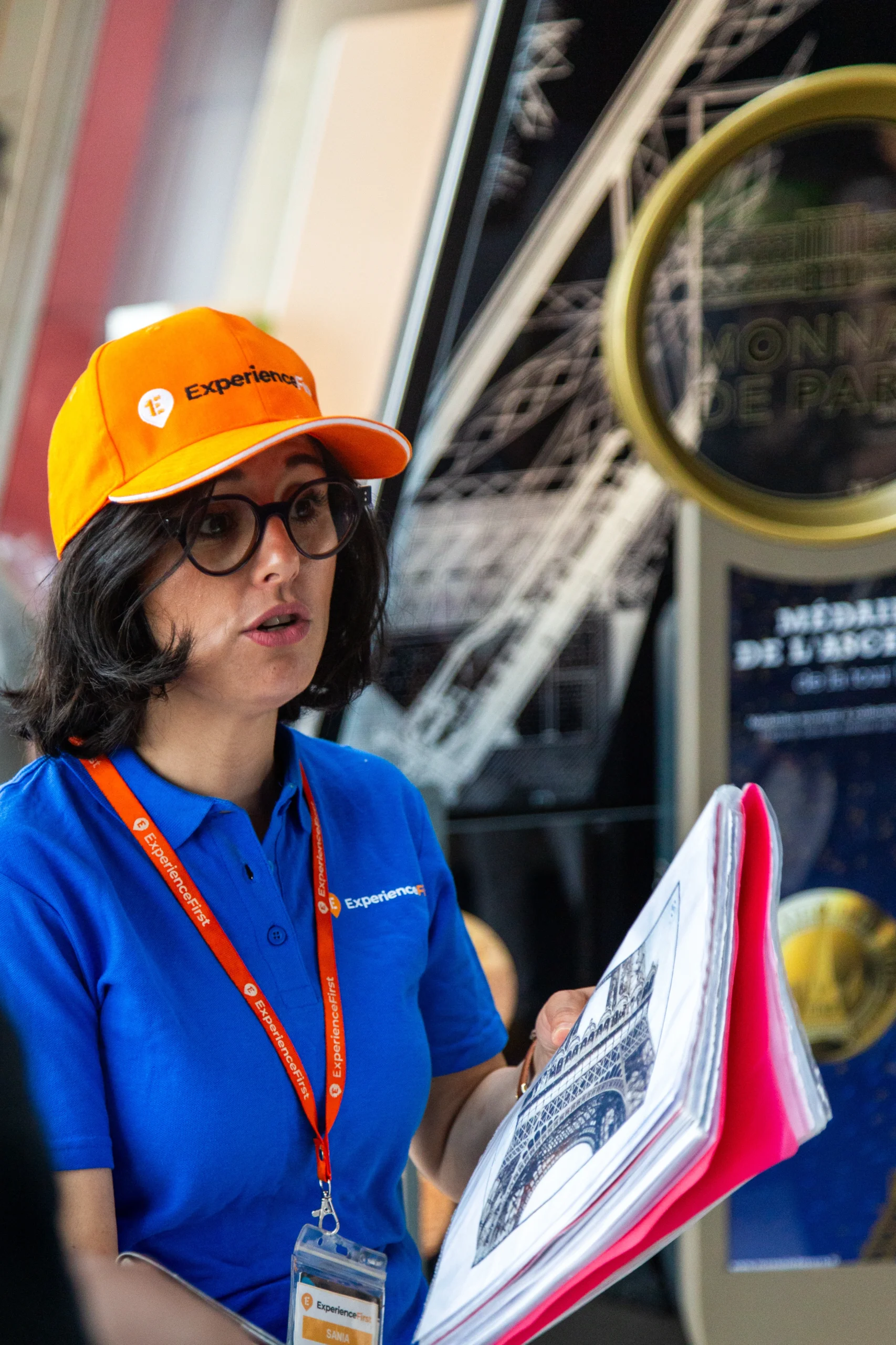 Guide explaining during Eiffel Tower Guided Climb