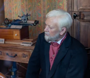 Gustave Eiffel wax figure at the Eiffel Tower summit