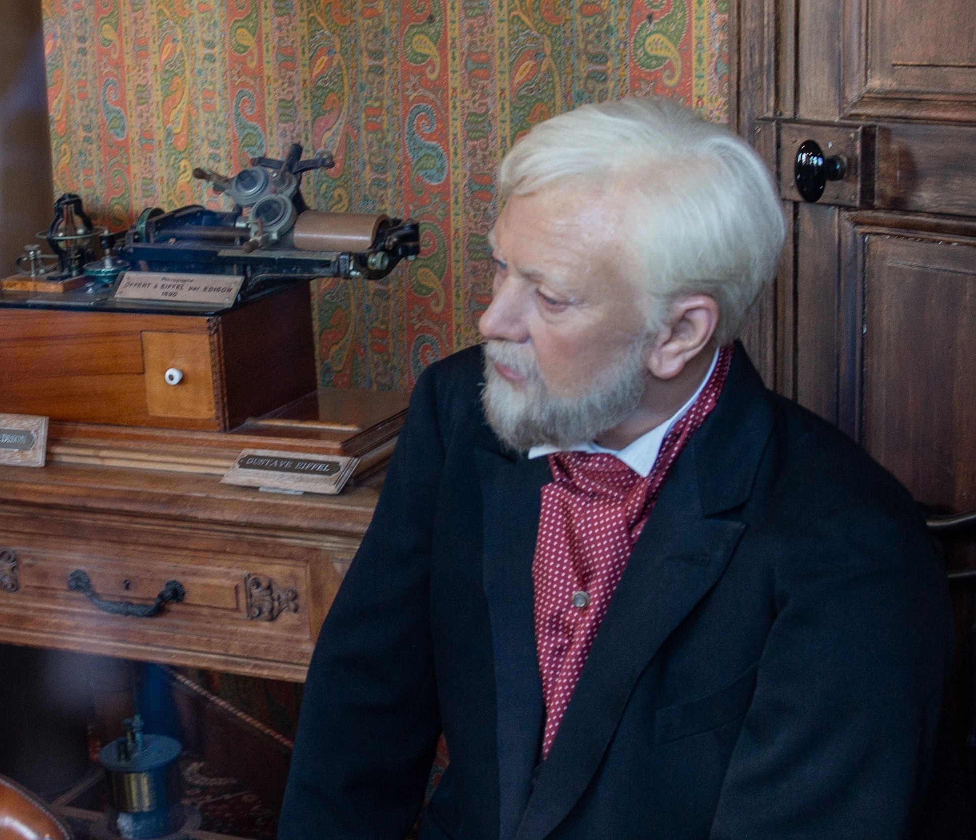 Gustave Eiffel wax figure at the Eiffel Tower summit