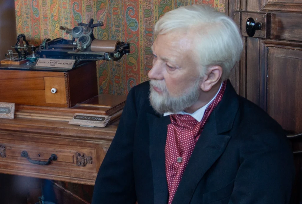 Gustave Eiffel wax figure at the Eiffel Tower summit