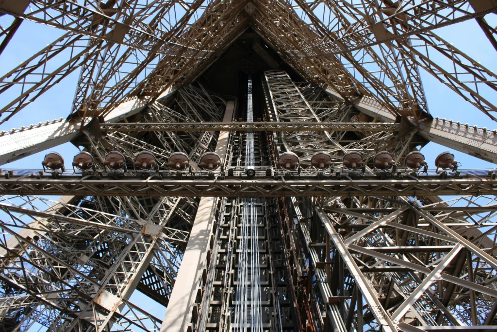 Looking up the Eiffel Tower structure