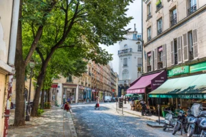 View of cobblestone street in Montmartre during Heart of Paris private tour